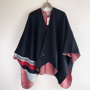 Juicy Couture Women’s Warm Black Red Poncho OS NWT